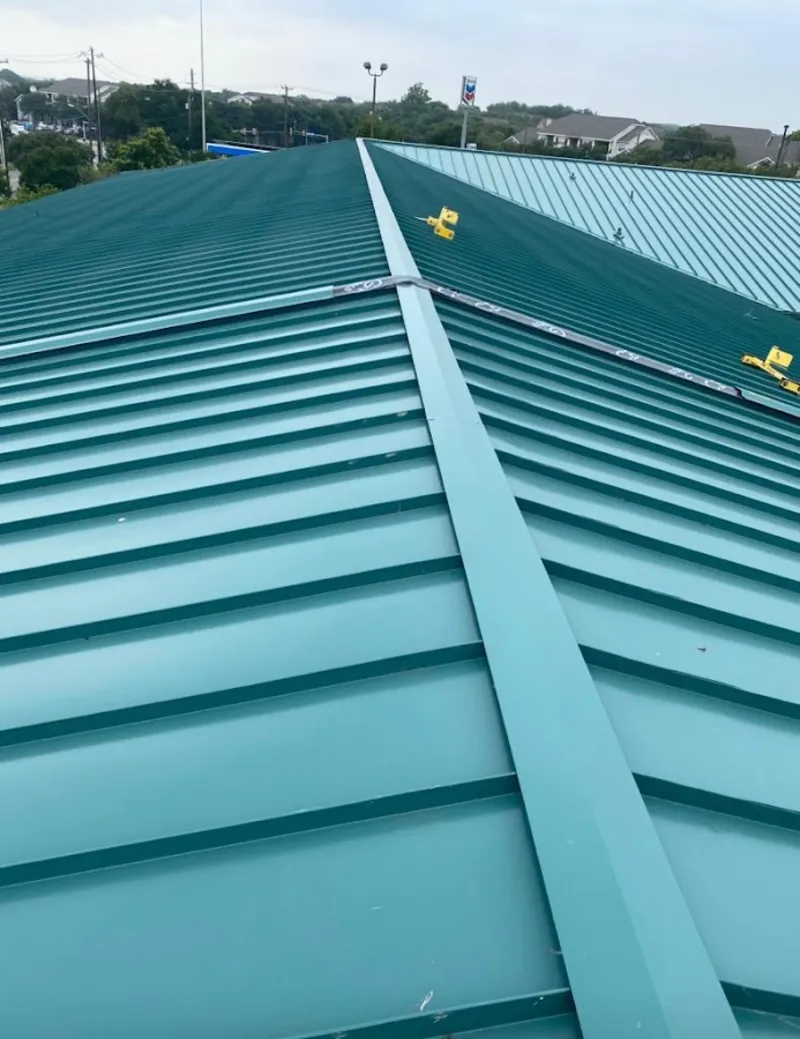 Green commercial metal roof ridge and valley for Metal Roof Repair in Fanwood